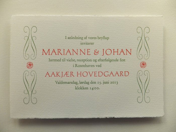 Marianne & Johan wedding invitation 2
