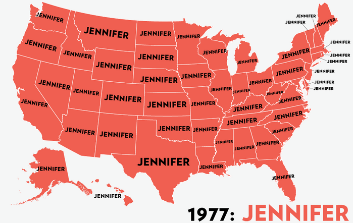 Map: Six Decades of the Most Popular Names for Girls, State-by-State 5