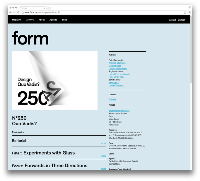 Form magazine website 4