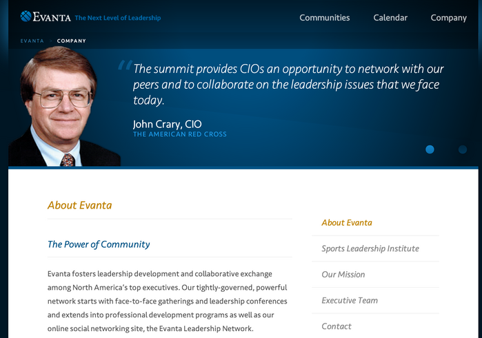 Evanta website 3