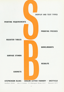 Stephenson Blake / Caslon Letter Foundry ad, 1960