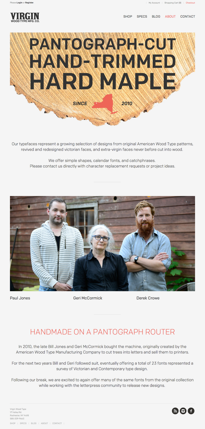 Virgin Wood Type Website 1