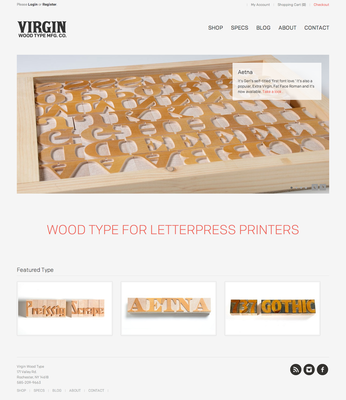 Virgin Wood Type Website 2