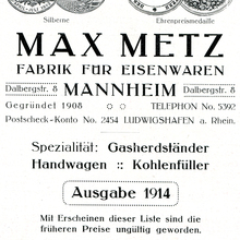 Max Metz product catalog