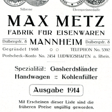 Max Metz product catalog