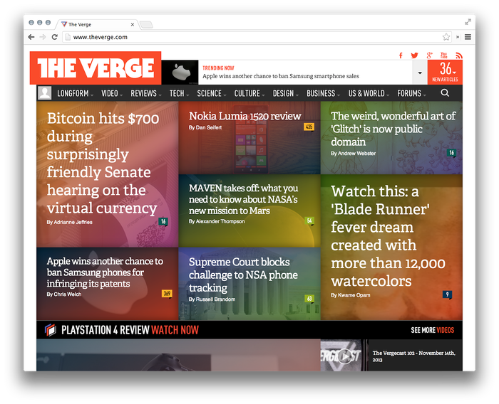 The Verge logo and website 1