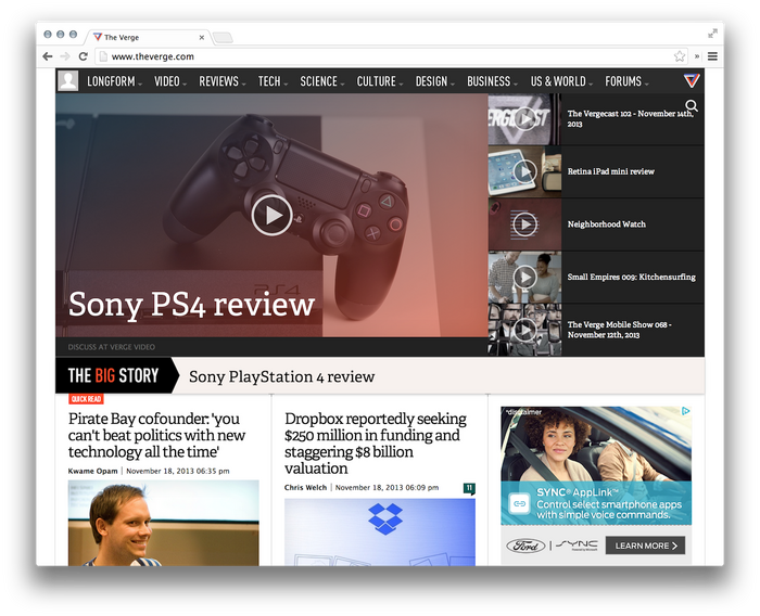 The Verge logo and website 2