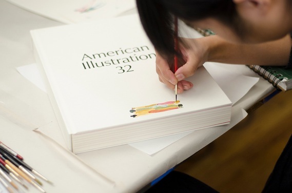 Monica Ramos, below, adds detail to one of her copies.