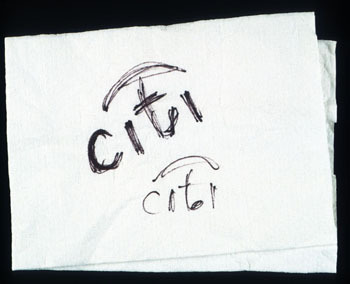 Paula Scher&rsquo;s napkin sketch, 1998.