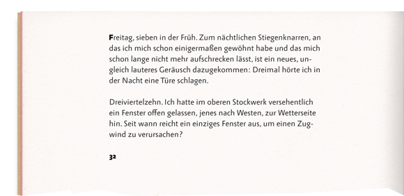 Detail: Pages start with a bold initial in the same size. They end with a bold page number. Latter is not assigned a fixed position on the page, but rather a fixed distance from the last line of the column.