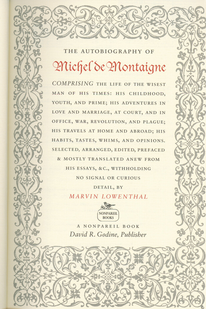 The Autobiography of Michel de Montaigne 2