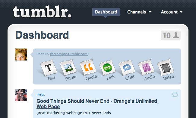 Tumblr&rsquo;s October 2007 dashboard redesign said farewell to the&nbsp;Davidville flower.