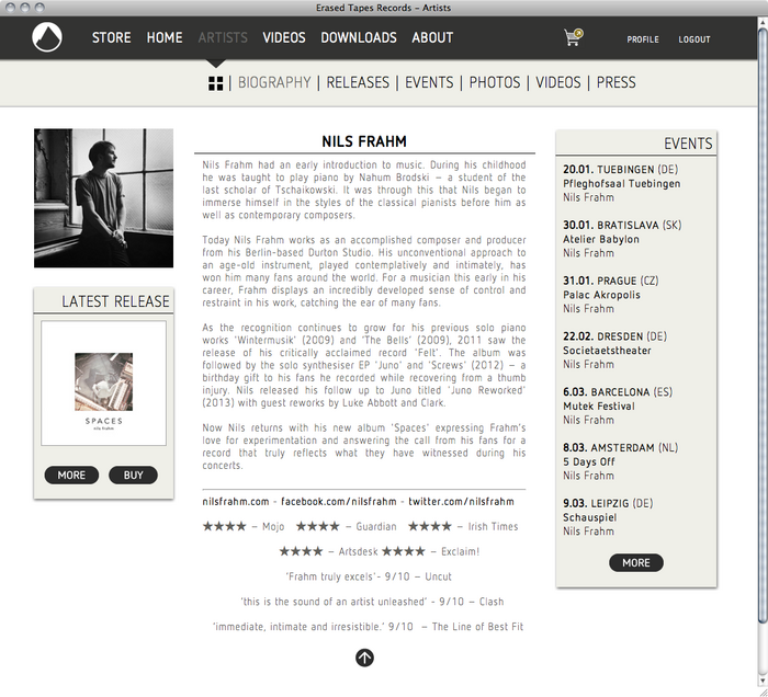 Erased Tapes Records website 1