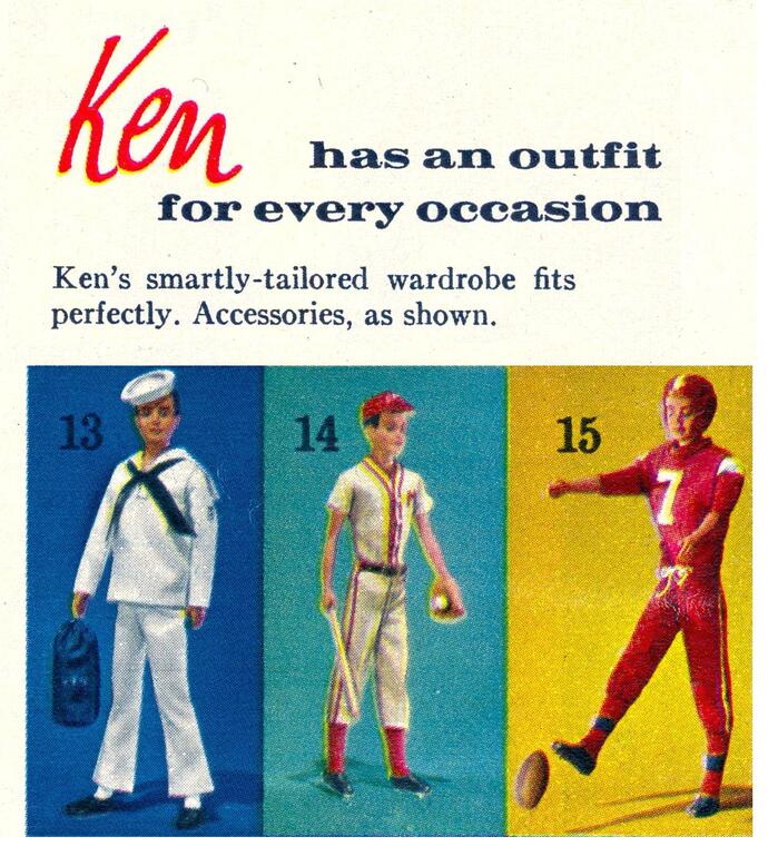 Ken™ doll wordrobes: “Ken has an outfit for every occassion.”