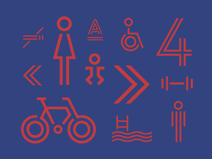 Iconic symbols were designed to match the multi-linear style of Landmark.