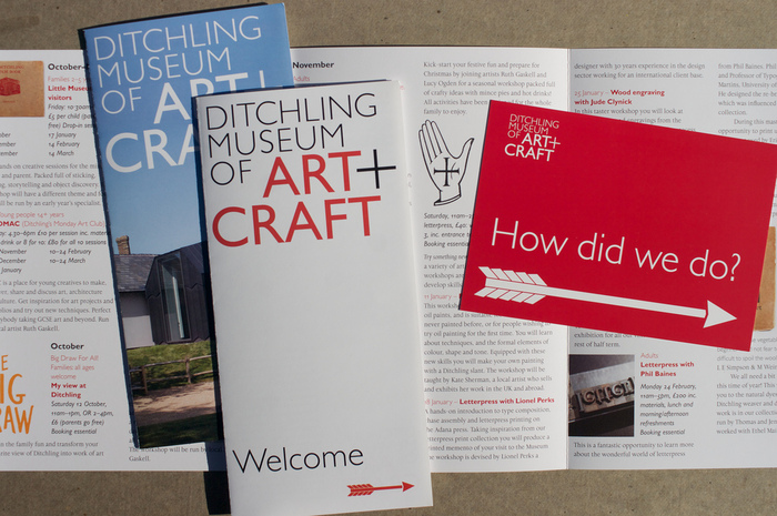 Leaflets and feedback card. What&rsquo;s on and General leaflet designed with Natalie Braune.