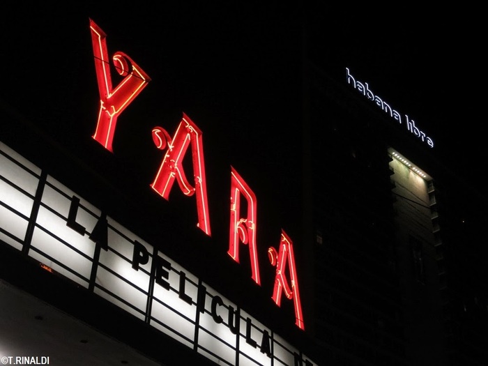 YARA movie theater neon sign 2