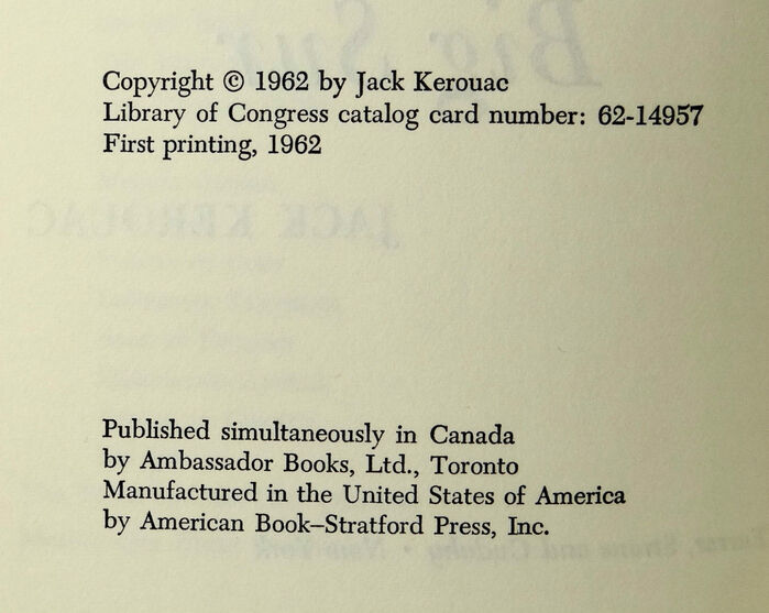 Big Sur by Jack Kerouac, first edition 4