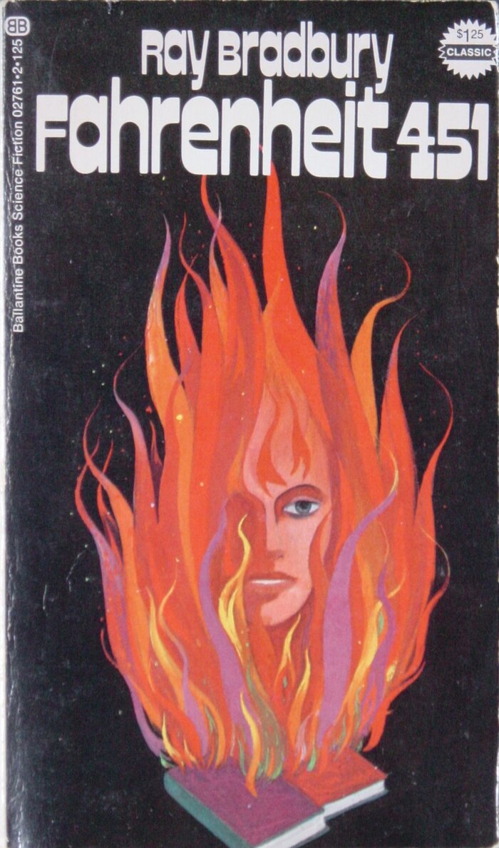 Fahrenheit 451 book cover, 1972 Ballantine Books edition 1