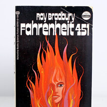 <cite>Fahrenheit 451</cite> book cover, 1972 Ballantine Books edition