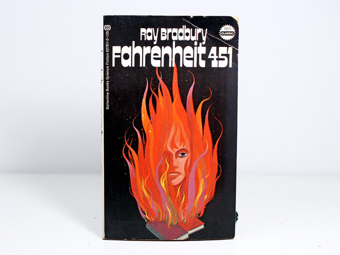 Fahrenheit 451 book cover, 1972 Ballantine Books edition 2