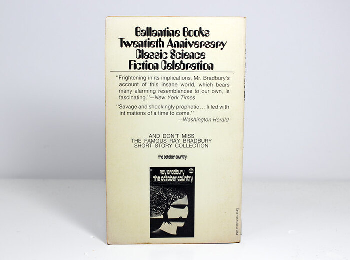 Fahrenheit 451 book cover, 1972 Ballantine Books edition 3