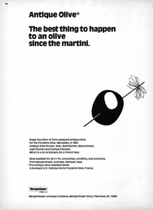 Mergenthaler Linotype ad for Antique Olive