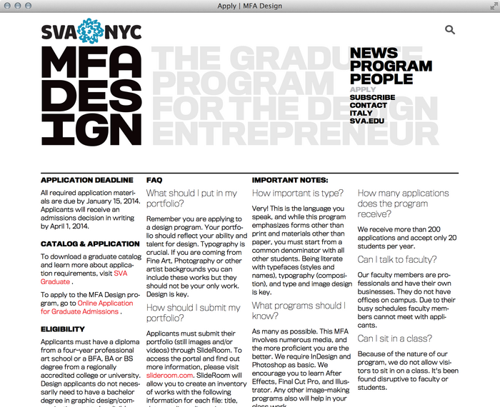 School of Visual Arts MFA Design 2