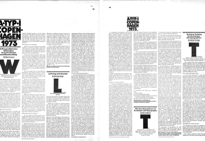 Unfortunately the pages from this report on ATypI 1973 were overcropped in Monotype&rsquo;s scan. If anyone has a better image, please tell us.