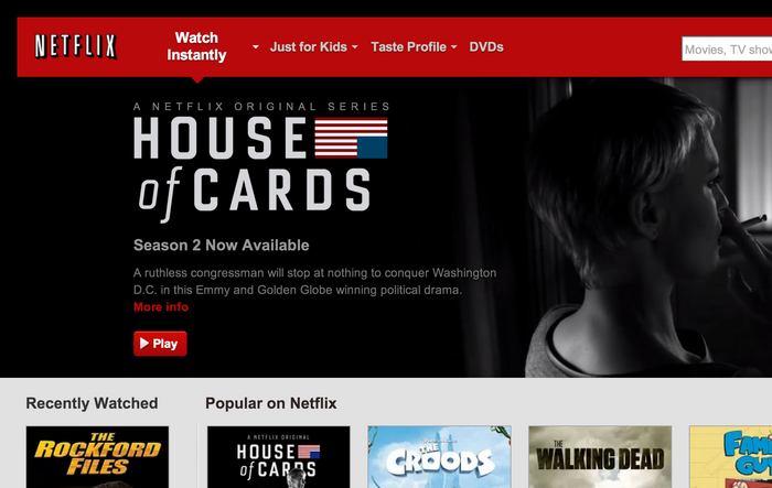 The Netflix website. See also our entry on House of Cards.