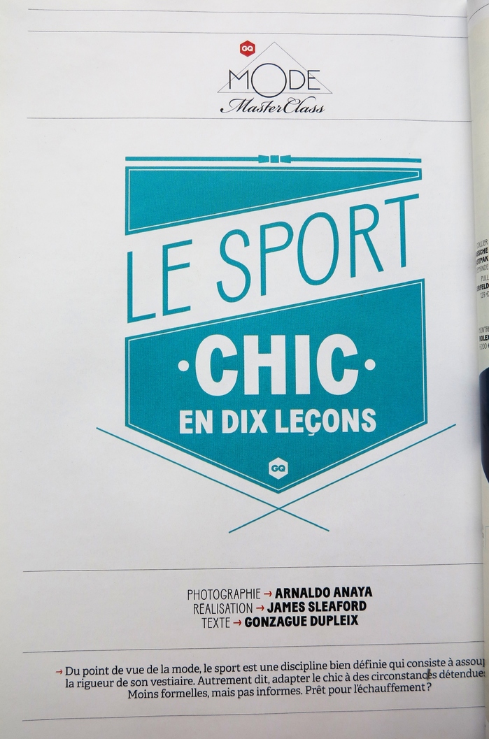 “Le sport chic en dix leçons” in GQ France, April 2013 2