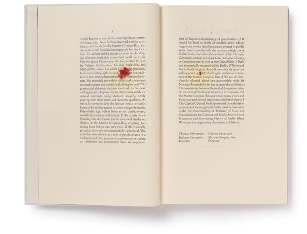 Anish Kapoor: Symphony for a Beloved Sun catalogue - Fonts In Use