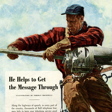 Bell Telephone System ad: “He Helps to Get the Message Through”