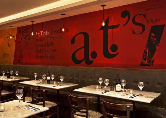Raffles Bistro on Lexington Ave. in New York City features wall art inspired by this and several other vintage jazz album covers.