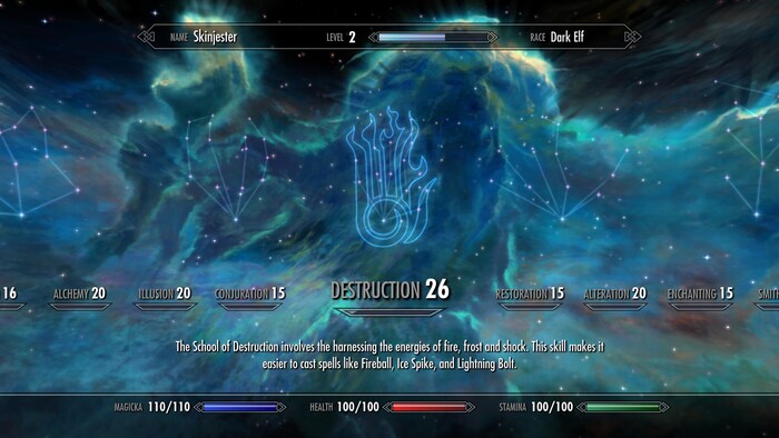 Character Skills screen