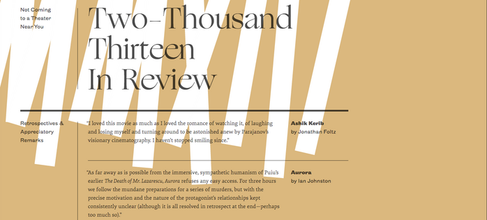 Not Coming to a Theater Near You Two-Thousand Thirteen In Review 1