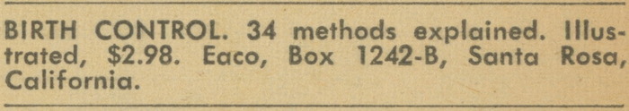 Classified ads for drugs, prophylactics, and birth control literature 1