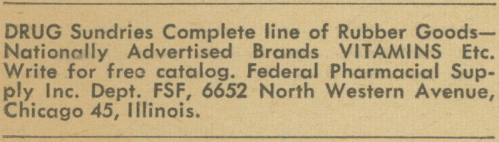 Classified ads for drugs, prophylactics, and birth control literature 2