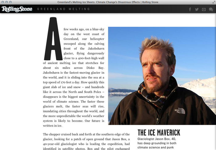 “Greenland Melting”, Rolling Stone feature website 6