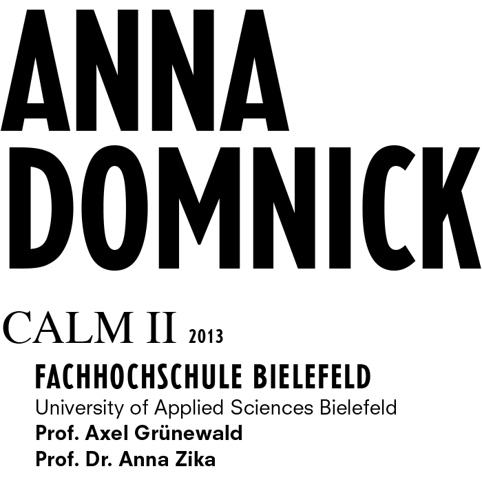 Detail: Erbar Bold Condensed in all caps for the name of the photographer and the school as well as for the year, in three contrasting sizes. The title is in Times New Roman, again in all caps. The English translation of the school’s name is in Neuzeit S Book and the names of the supervisors in&nbsp;Neuzeit S Heavy.