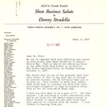 Show Business Salute to Danny Stradella invitation