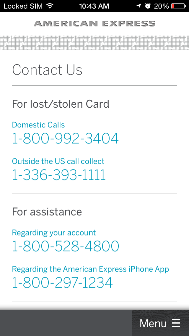 American Express iPhone app 1