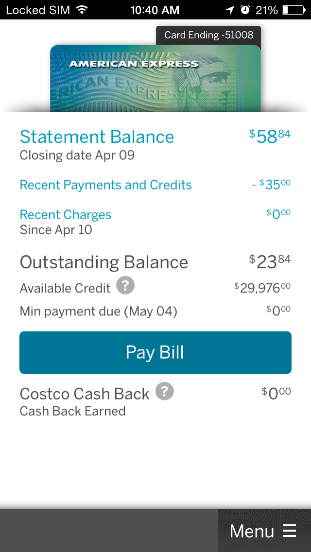 American Express iPhone app 6