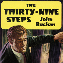 <cite>The Thirty-Nine Steps</cite> book cover, Pan Books edition