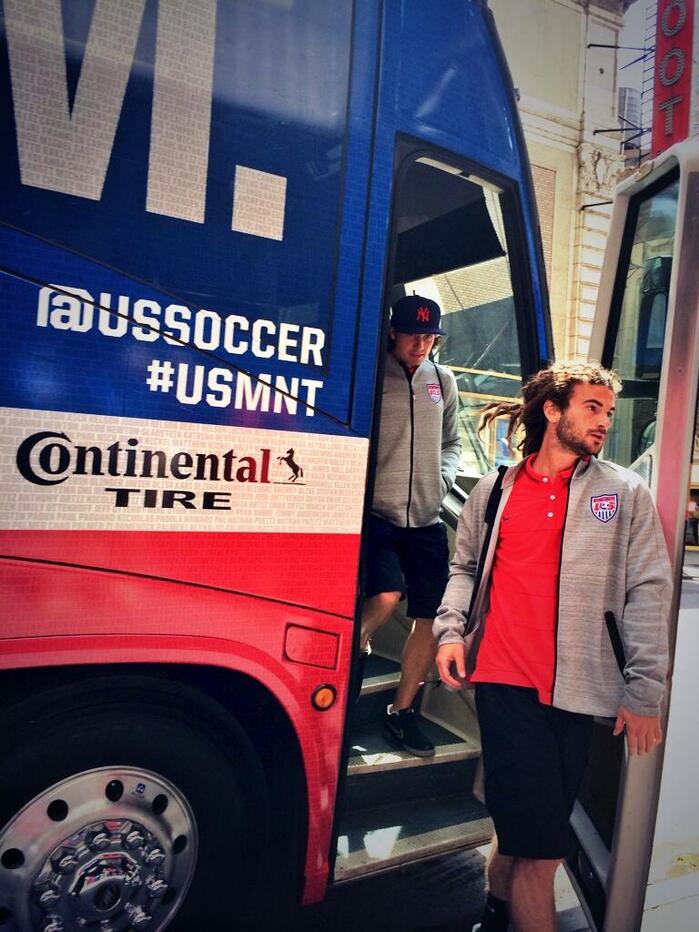 More United on the team bus. (See that @? That’s the rarely seen version that I drew just for use in all uppercase text. Whoever noticed that it should be used here is my hero. Also, Hi Kyle Beckerman!)