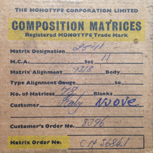 Monotype composition matrices