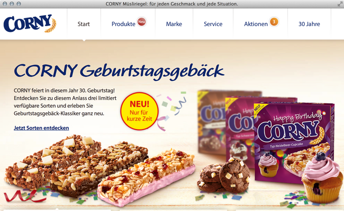 Corny granola bars website 2