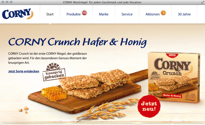Corny granola bars website 3