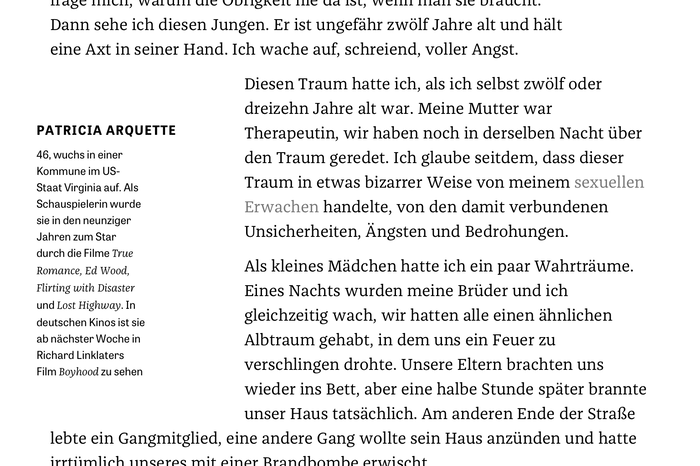 At least on iPad proportions, the floating portrait box has extremely short lines. With long German compound words and no hyphenation, this can lead to ugly results. Interestingly, Tablet Gothic has been paired with Franziska’s italics here. This might have been an unintended and temporary thing, though: I see (faux-)obliqued Tablet Gothic now.