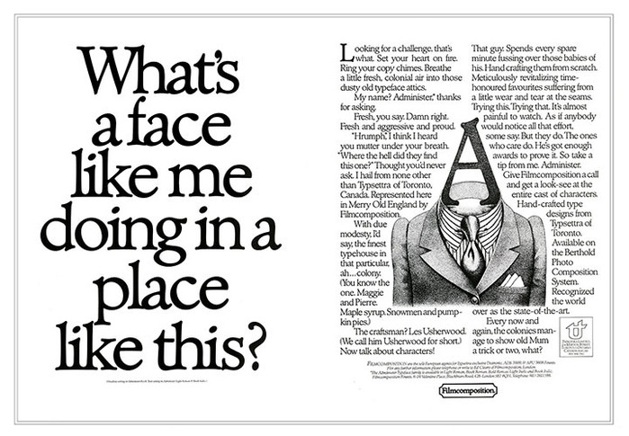 Filmcomposition ads for Typsettra typefaces 3